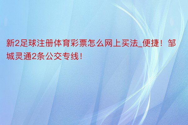 新2足球注册体育彩票怎么网上买法_便捷！邹城灵通2条公交专线！