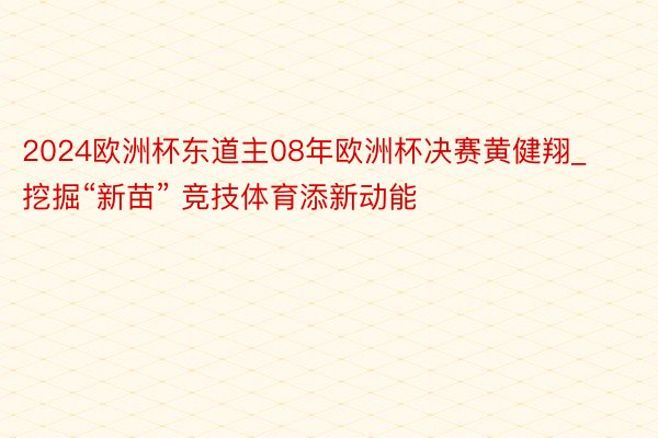 2024欧洲杯东道主08年欧洲杯决赛黄健翔_挖掘“新苗” 竞技体育添新动能