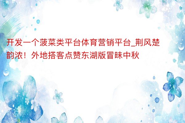 开发一个菠菜类平台体育营销平台_荆风楚韵浓！外地搭客点赞东湖版冒昧中秋